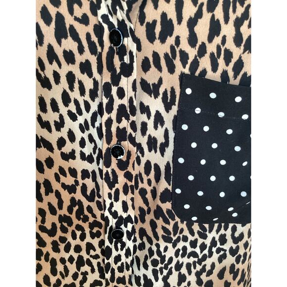 Chico’s Women's Animal Print Roll-Tab Sleeve Blouse Top Black Brown Size 4 (xl) - Picture 4 of 9